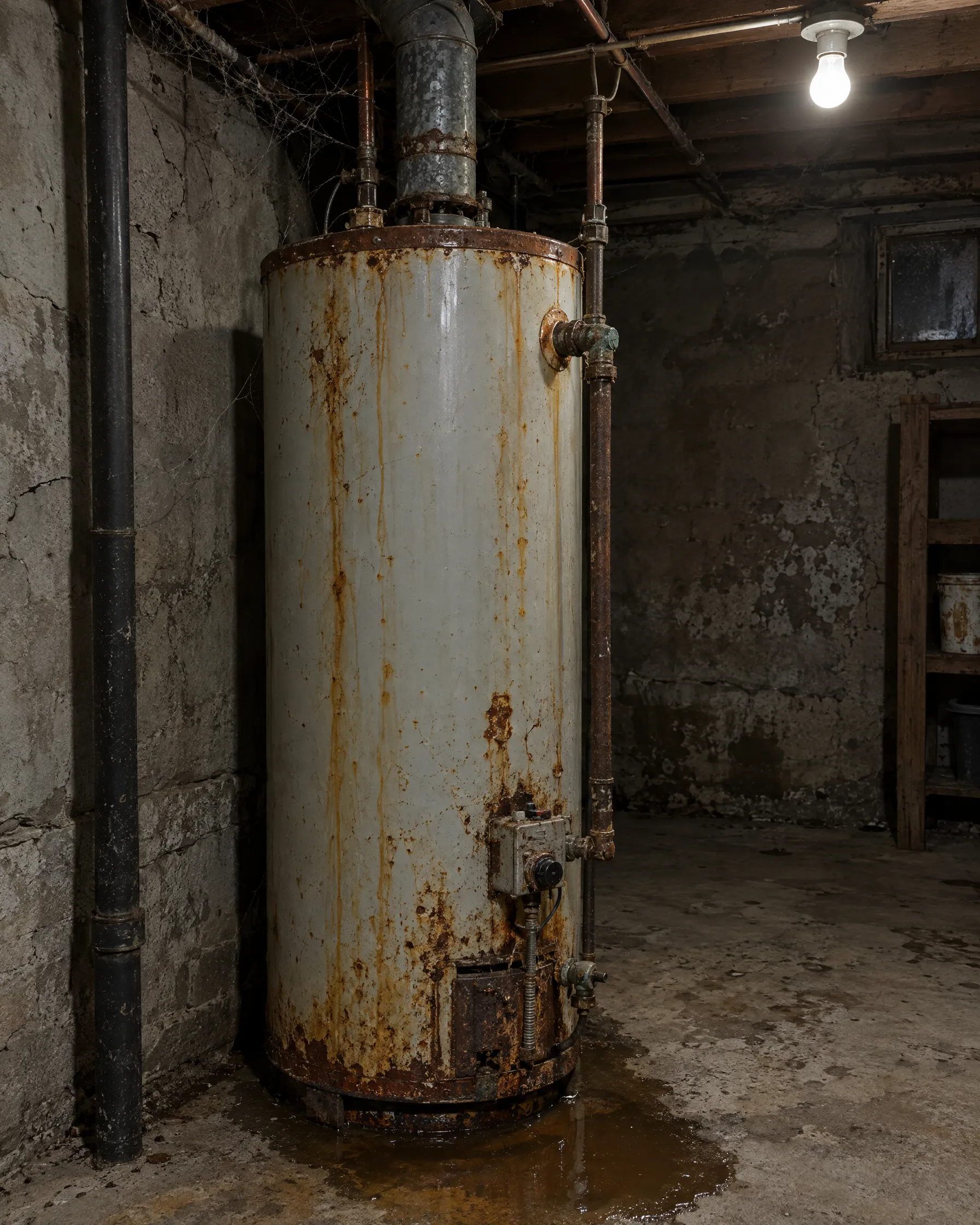 Old rusty tank water heater
